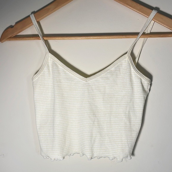 SUPRE Tops - SUPRE- cropped singlet top- yellow & white